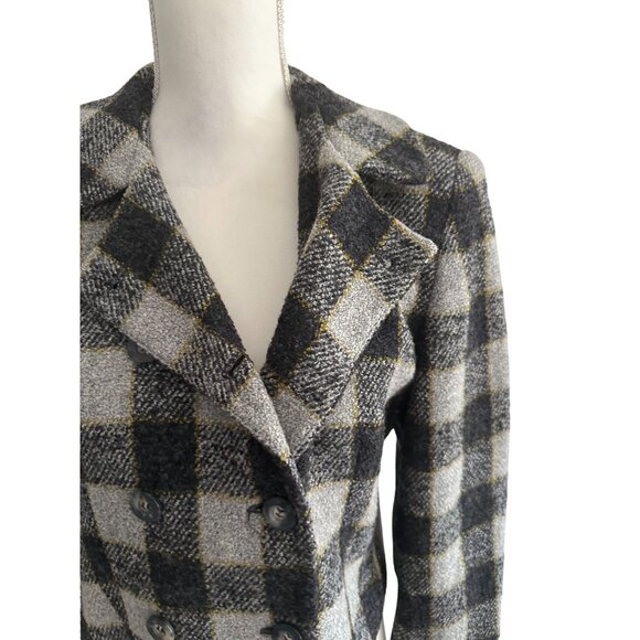 JONES NEW YORK Vintage Gray Plaid Wool Blend Jacket Blazer Size 8 - Picture 6 of 11